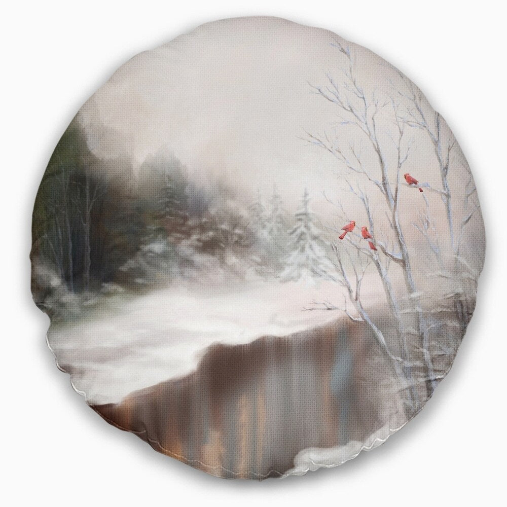 Designart 'Snowy Silence' Landscape Printed Throw Pillow