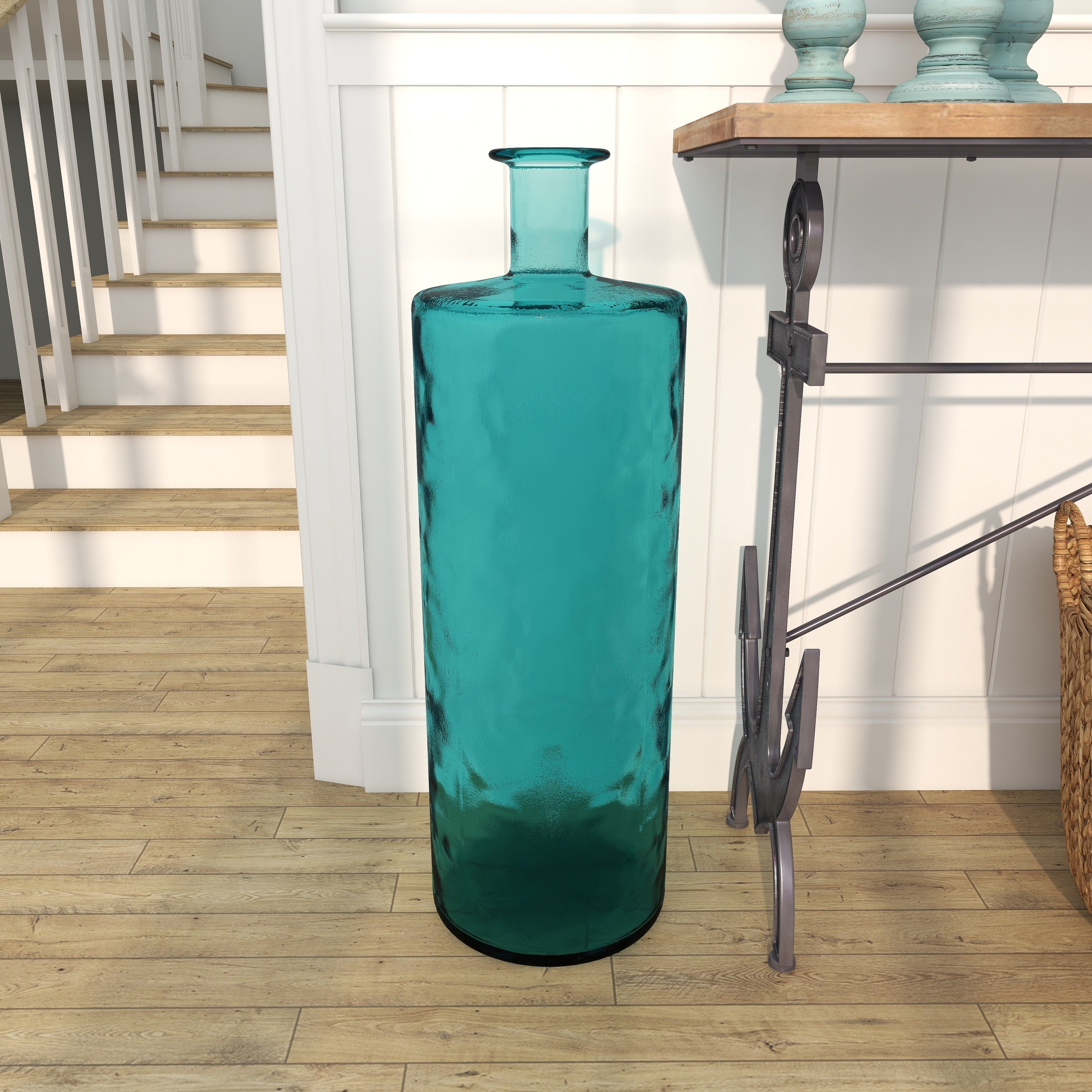 Recycled Glass Bottle Vase Collection Made in Spain - Multiple Sizes - Clear, Blue, Teal, Green