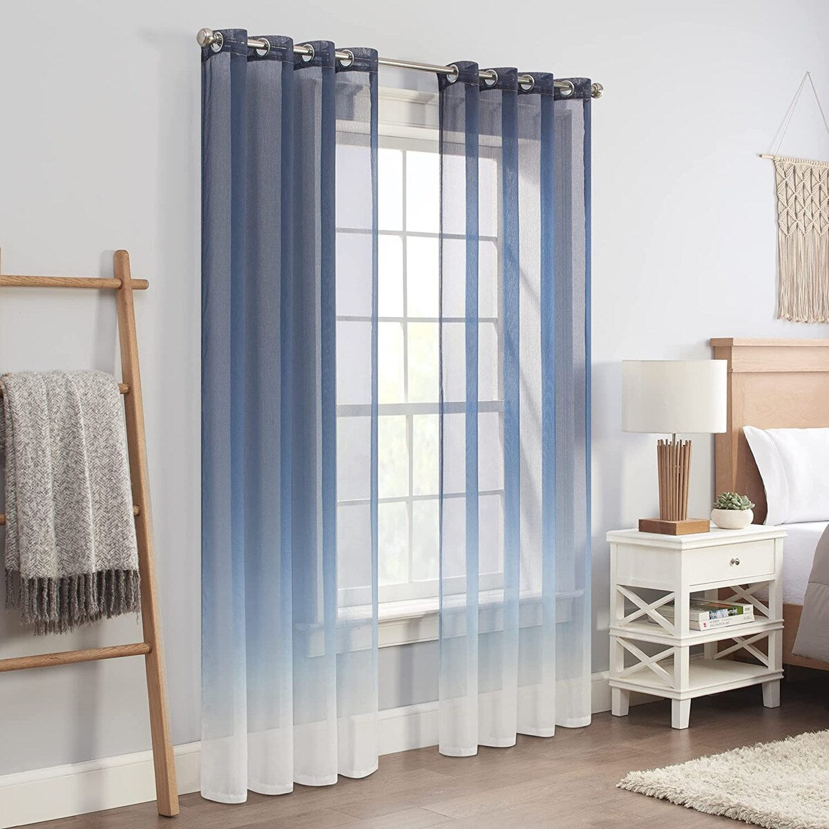 Eclipse Indus Printed Ombre Textured Light Filtering Grommet Curtains (2 Panels)