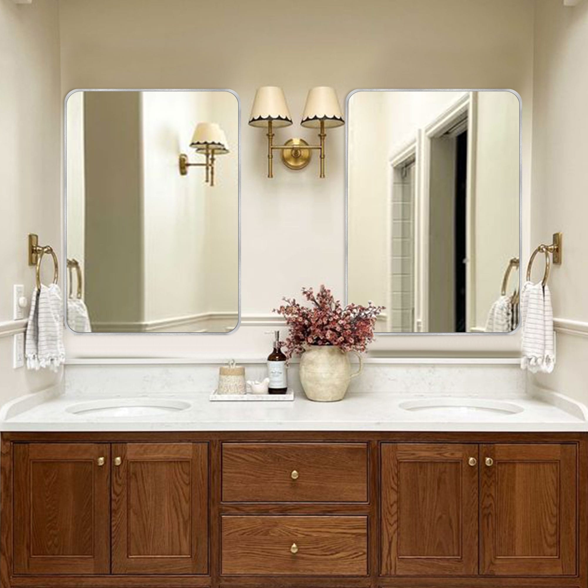 Wall Mount Bathroom Rectangle Vanity Mirror (Horizontal/Vertical)