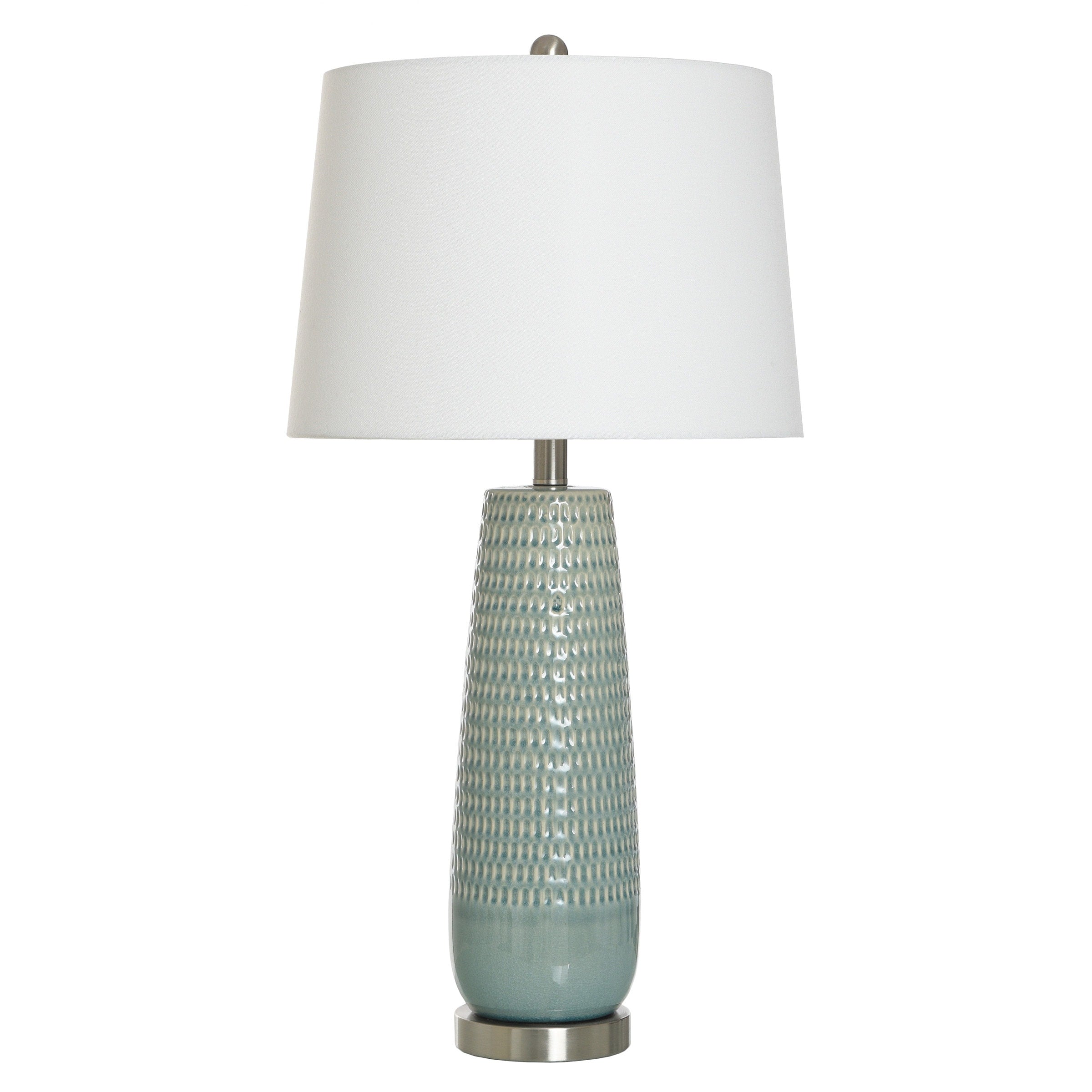 Starlite - Ceramic Table Lamp - Dimpled Luster Finish - Off-White Shade