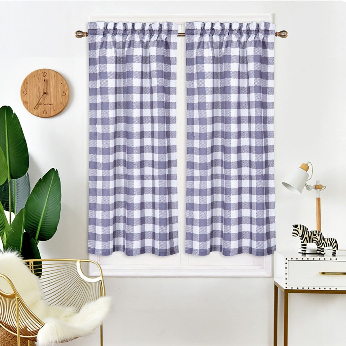 Garvee Tier Curtains Buffalo Check Plaid Gingham Curtain, 2 Panels