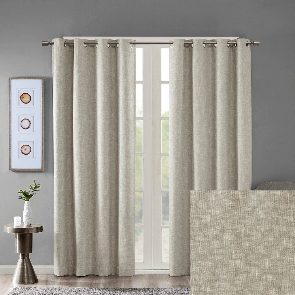 Printed Heathered Blackout Grommet Top Curtain Panel