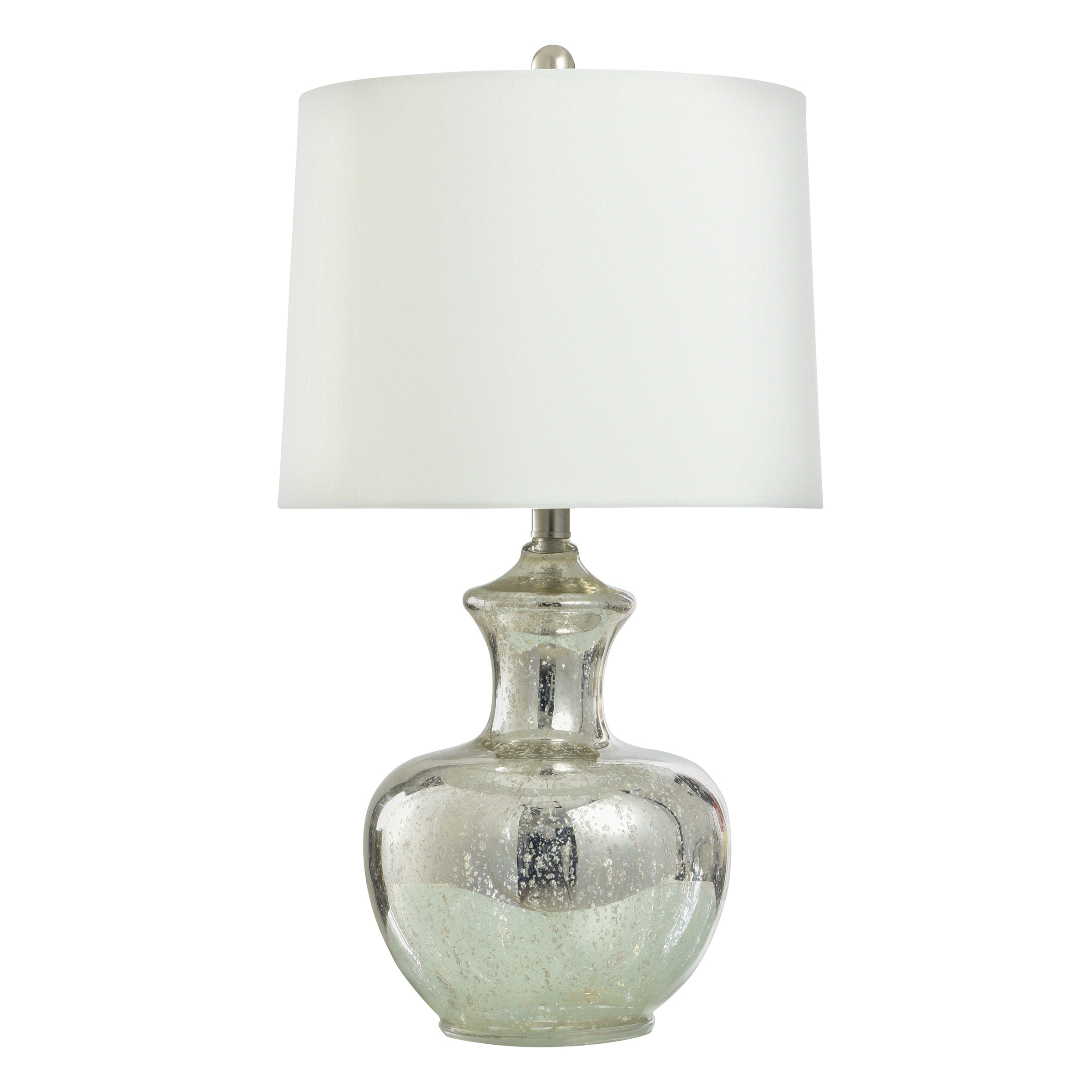 StyleCraft Mercury Glass Silver Mercury Table Lamp - Off White Shade