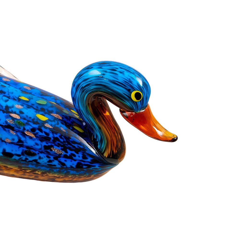 Spotted Duck Handcrafted Art Glass Figurine