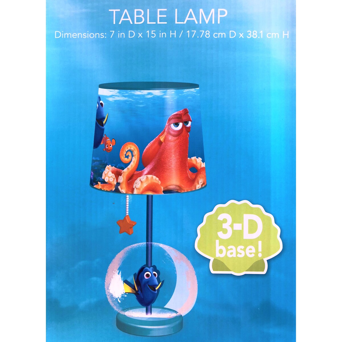 Disney Pixar Finding Dory Table Lamp with 3-D Base - 15 x 7 x 7