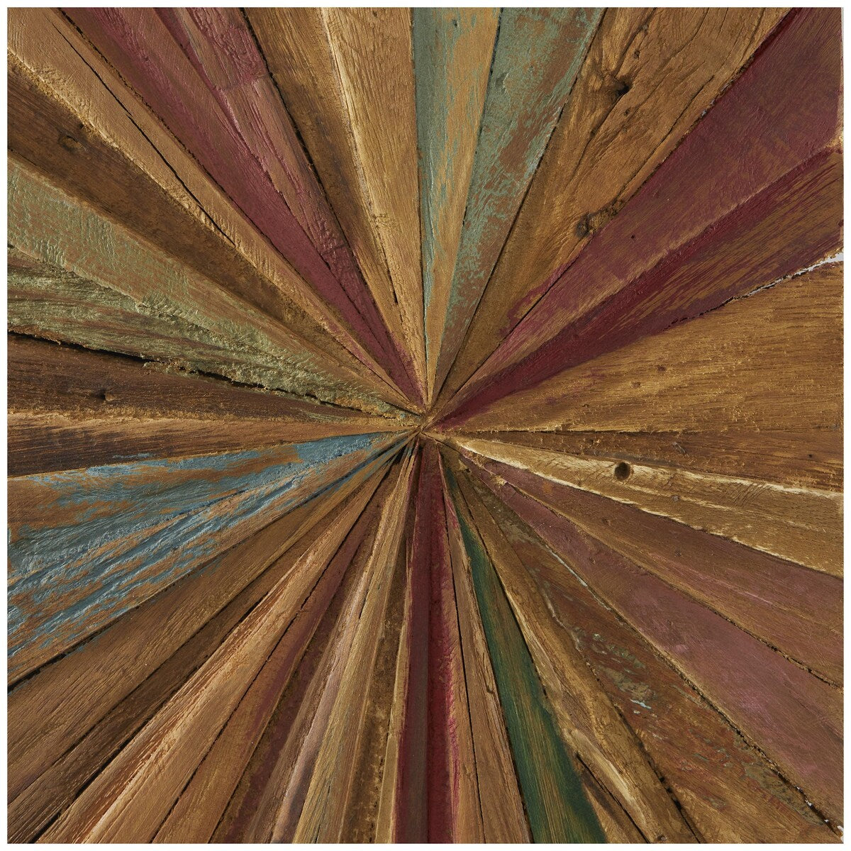 Teak Wood Starburst Handmade Radial Home Wall Decor - Brown - Roche River Decor