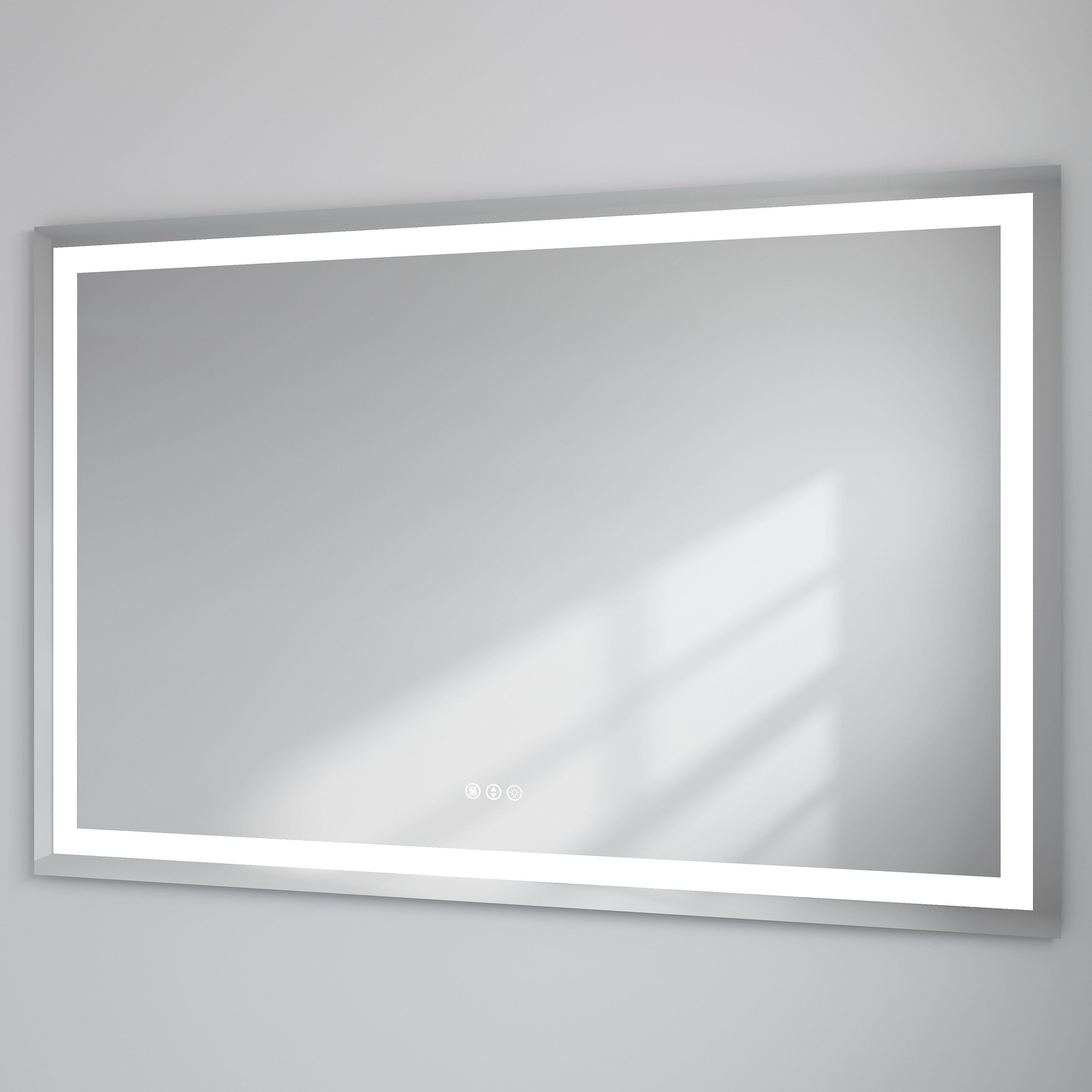 Large Rectangular Frameless Anti-Fog LED Light Wall Mounted Bathroom Vanity Mirror in White - N/A