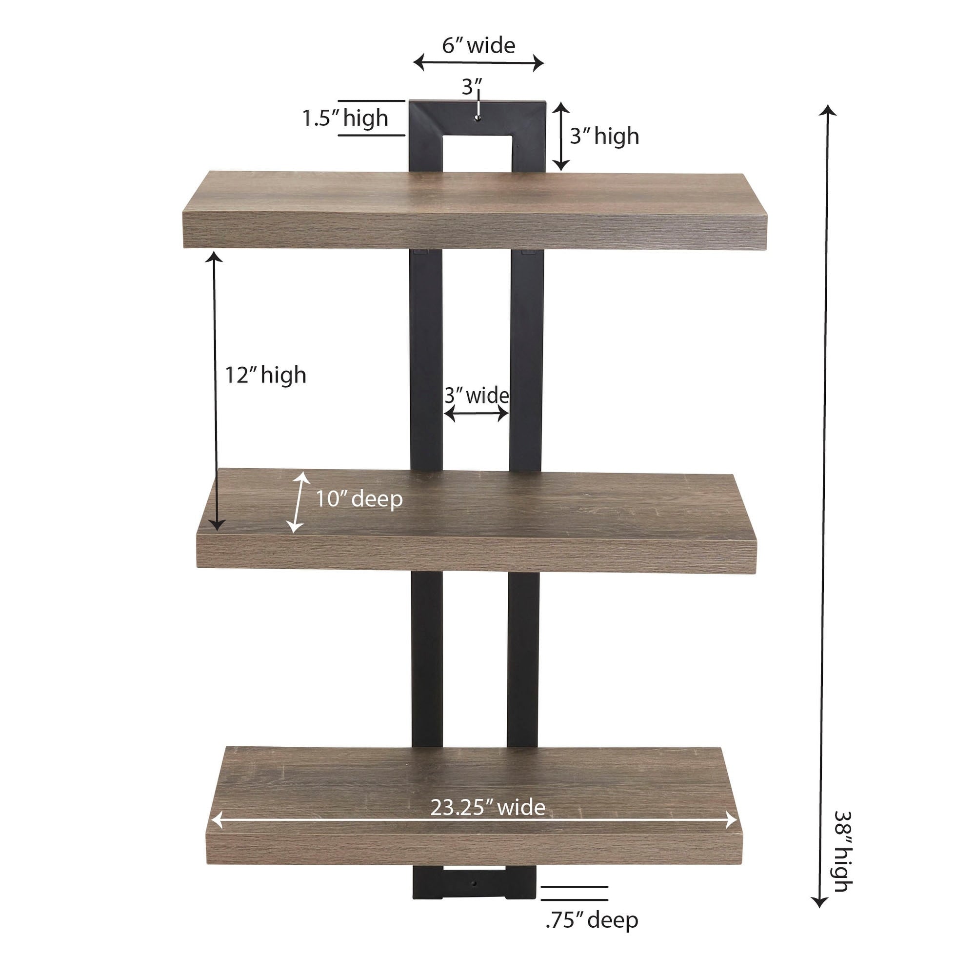 Household Essentials 3 Tier Wall Shelf with Single-Hole Mount