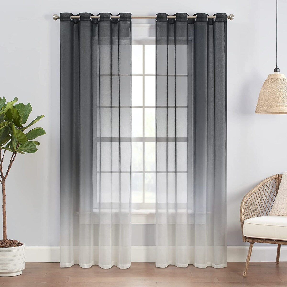 Eclipse Indus Printed Ombre Textured Light Filtering Grommet Curtains (2 Panels)