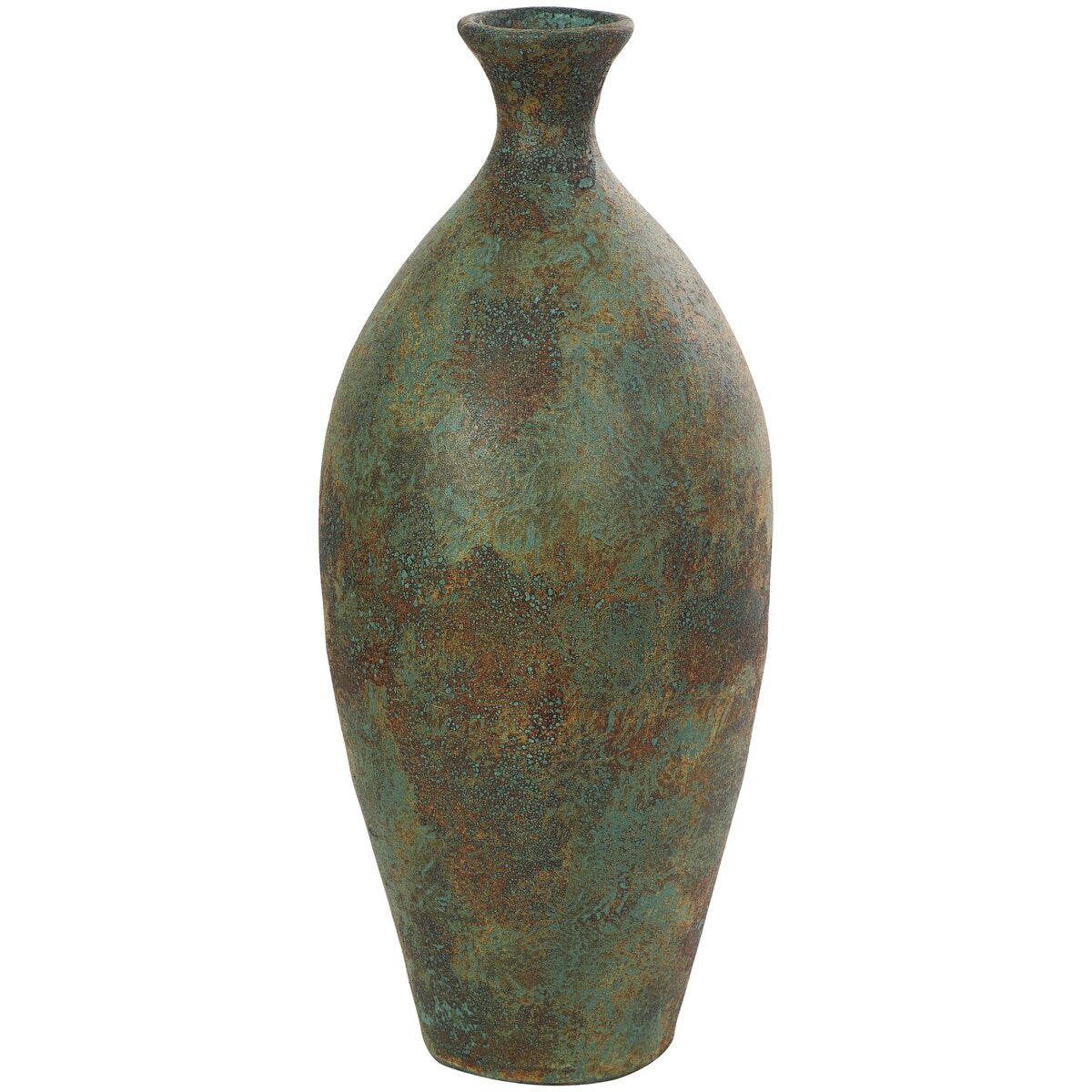 Ceramic Tall Distressed Antique Style Decorative Vase - Green - Roche River Decor