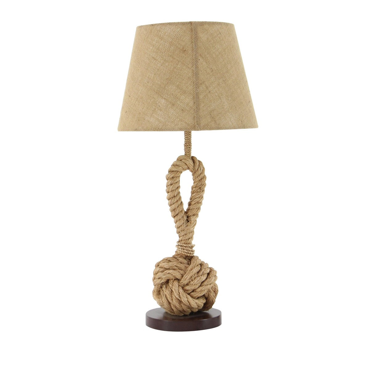 Jute Rope Twisted Rope Room Table Lamp with Linen Shade - Brown - Roche River Decor