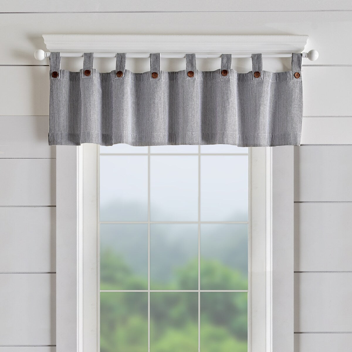 Tucker Ticking Stripe Kitchen Curtain Valance - 60w x 15l - 60w x 15l