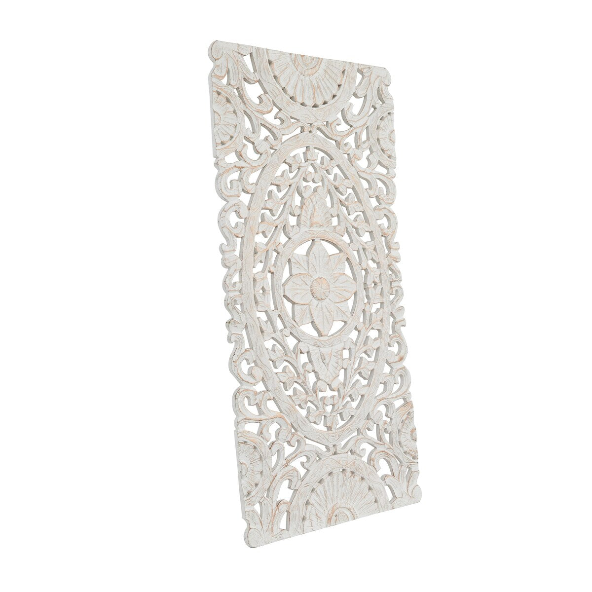 Wooden Floral Handmade Intricately Carved Home Wall Decor - White - Roche River Decor