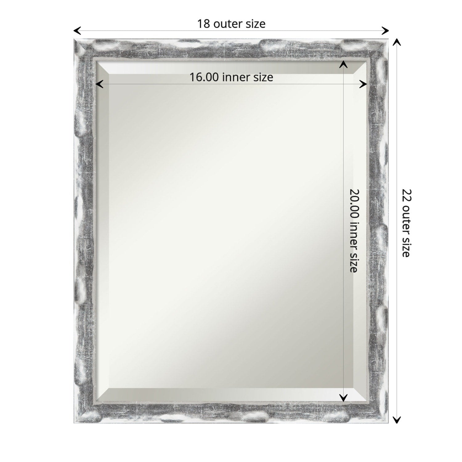 Beveled Bathroom Wall Mirror - Scratched Wave Chrome Frame - Scratched Wave Chrome