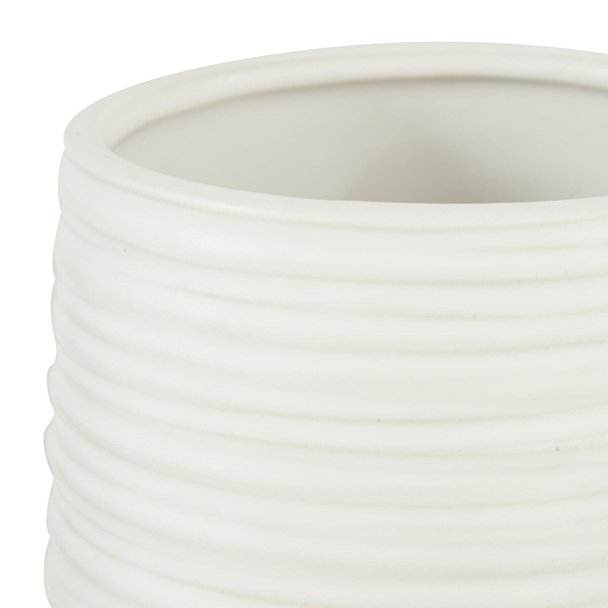 Porcelain Ceramic Ribbed Decorative Vase - White - CosmoLiving by Cosmopolitan