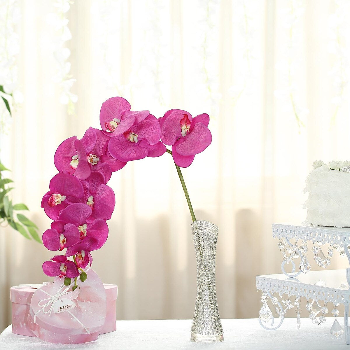 2Pcs 40 Inch Artificial Silk Orchid Stems