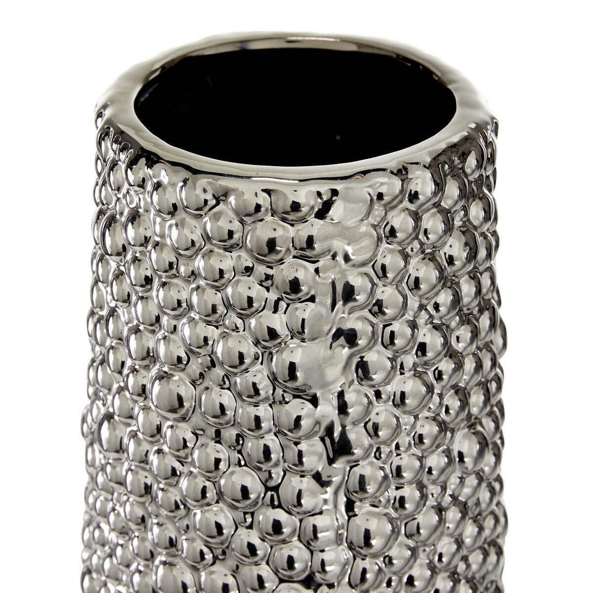 Ceramic Tall Cone Decorative Vase with Bubble Texture - Silver, White, Black, Gold - Roche River Decor