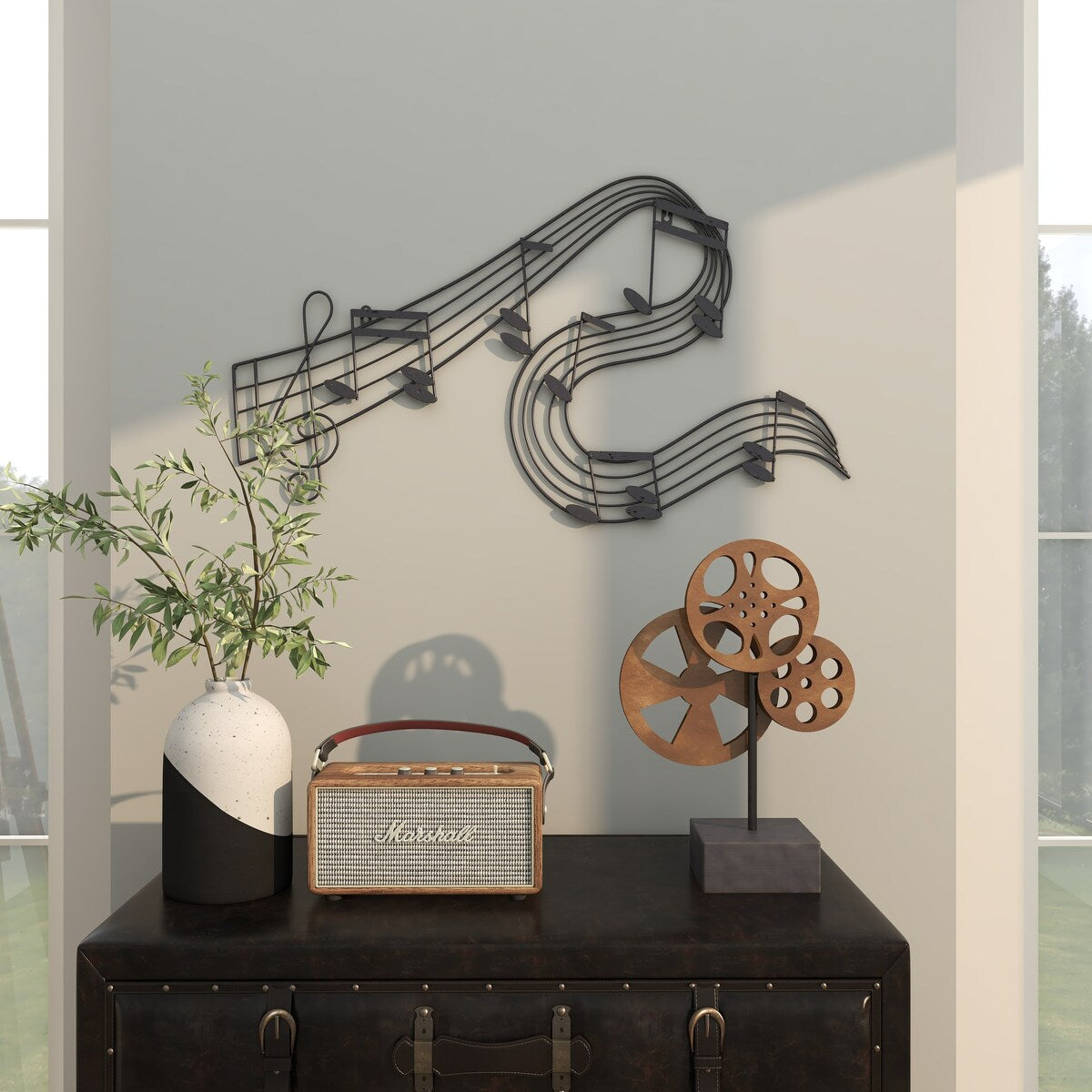 Metal Musical Notes Home Wall Decor - Black - Roche River Decor