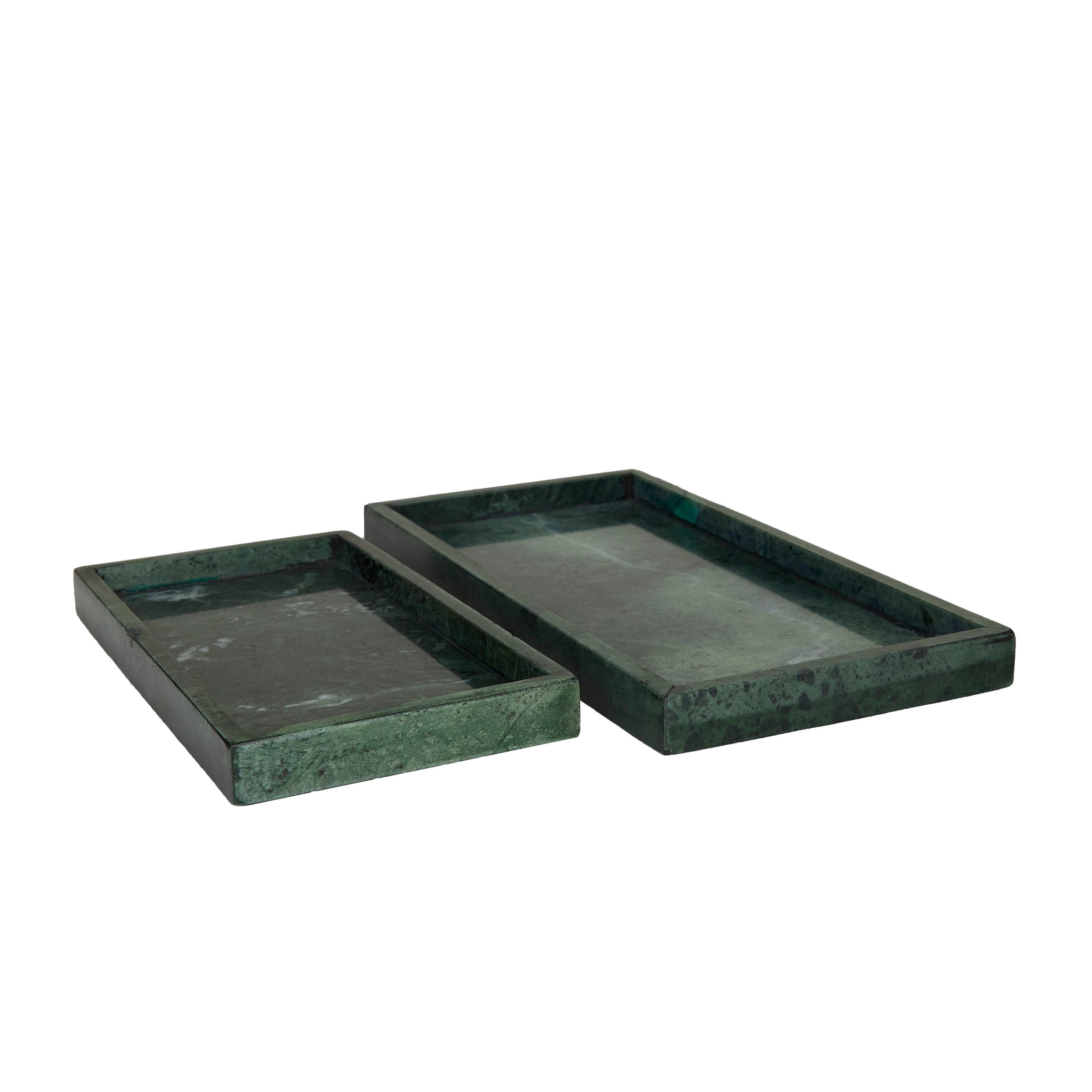 CosmoLiving by Cosmopolitan Marble Tray with Raised Border (Set of 2) - White, Black, Green