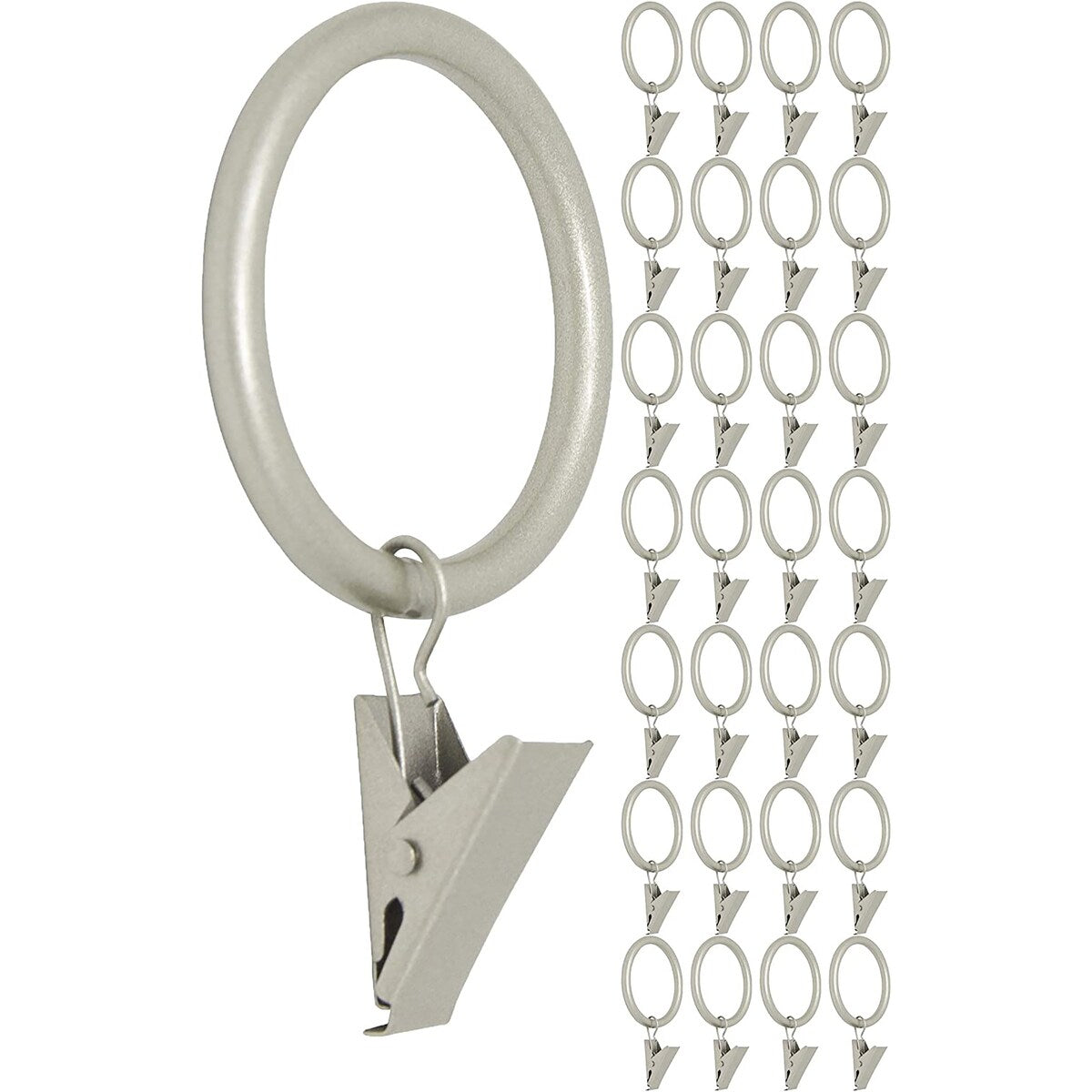 Meriville Drapery Curtain Rings with Clip - 1.5-Inch Inner Diameter