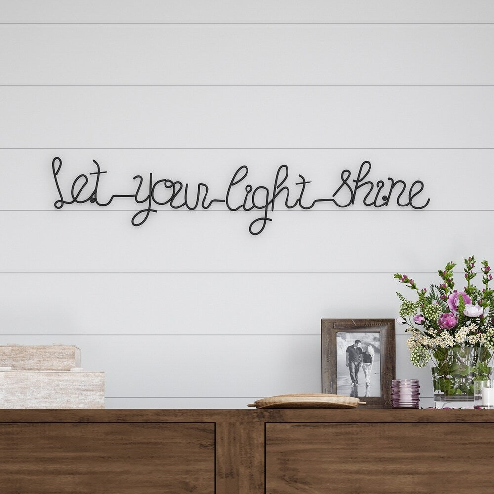 Lavish Home Metal Cutout Let Your Light Shine Sign 31.1In Iron