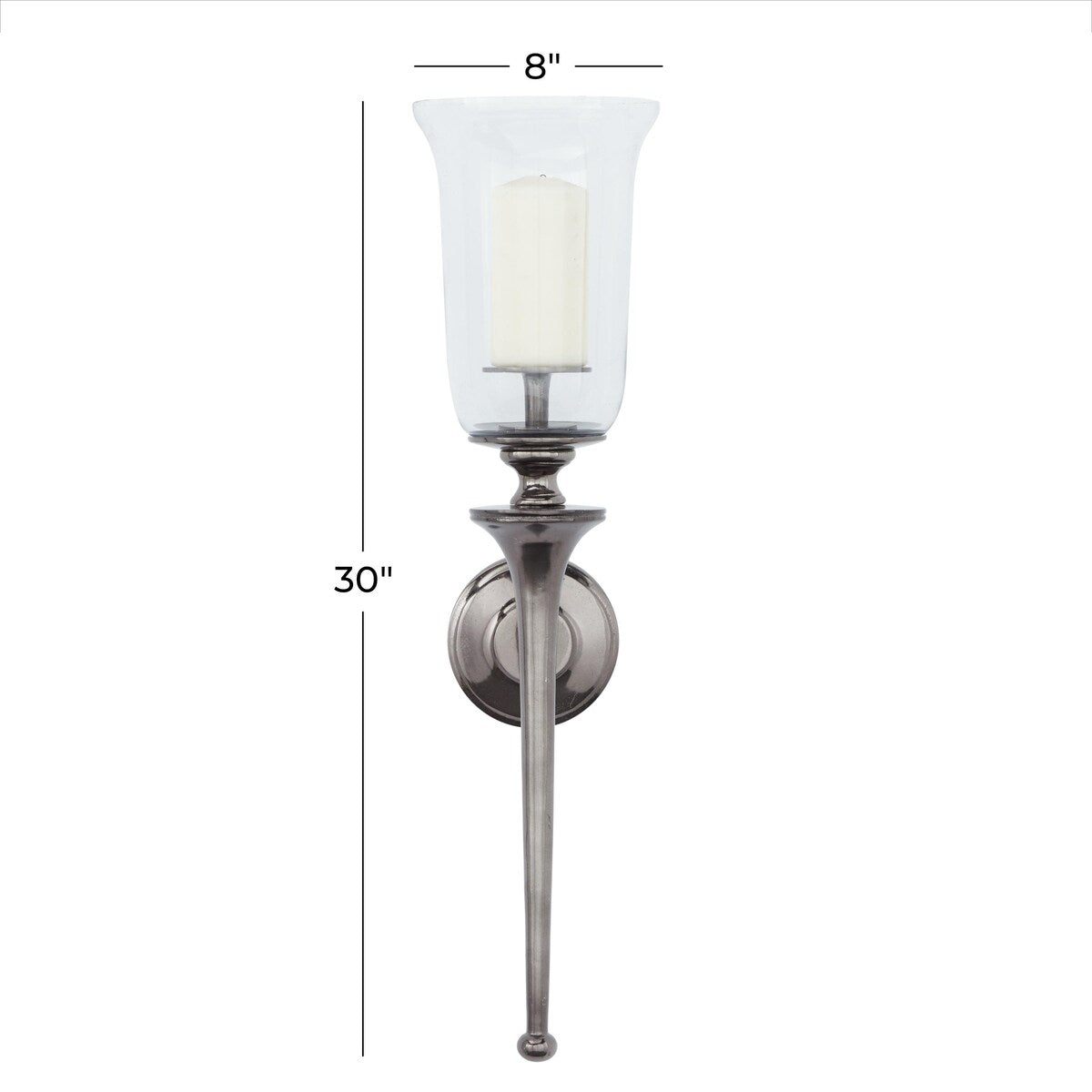 Aluminum Metal Wall Sconce with Glass Holder - Silver, Gold, Black - Roche River Decor