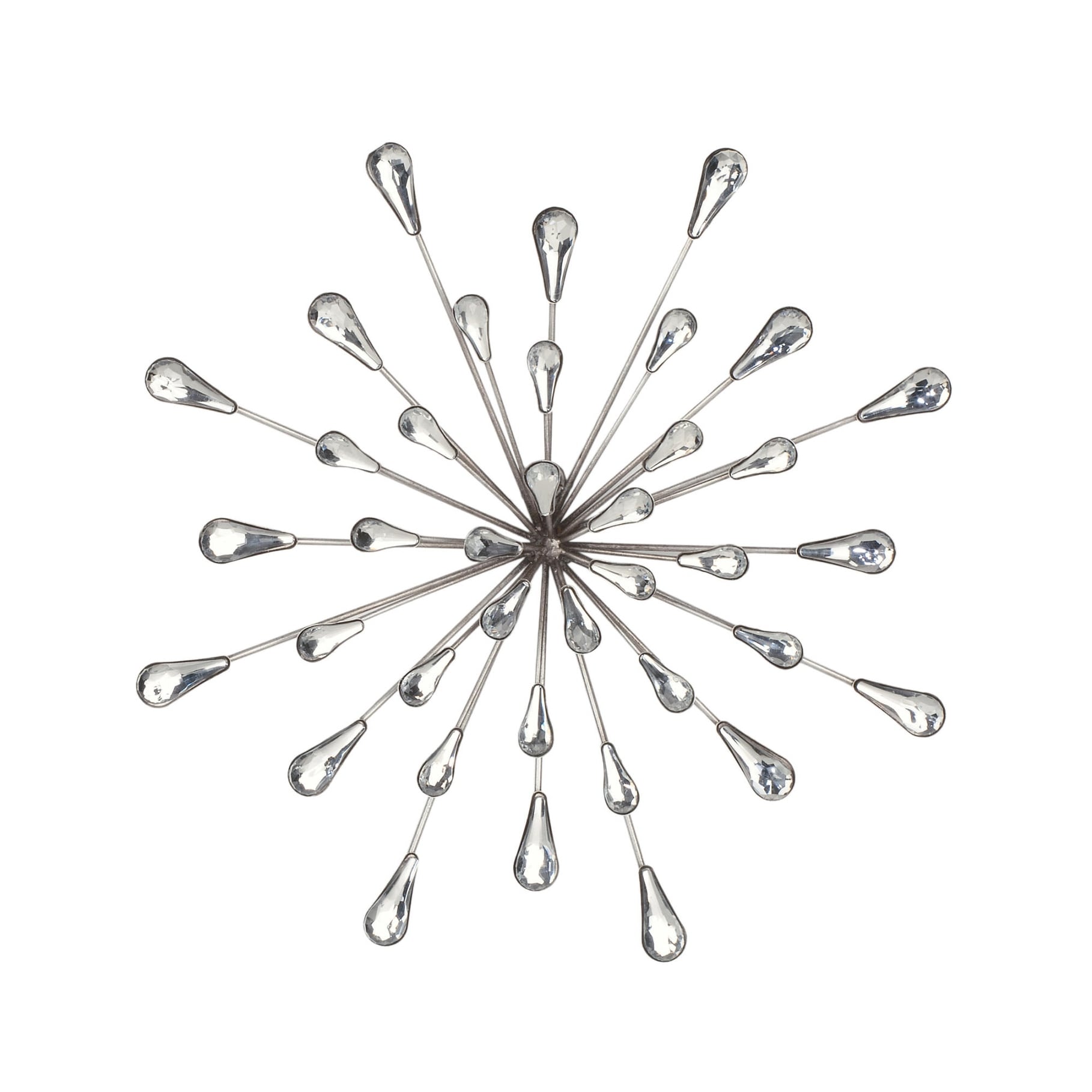 12.5 DIA Silver Starburst Metal/Clear Beads Wall Art