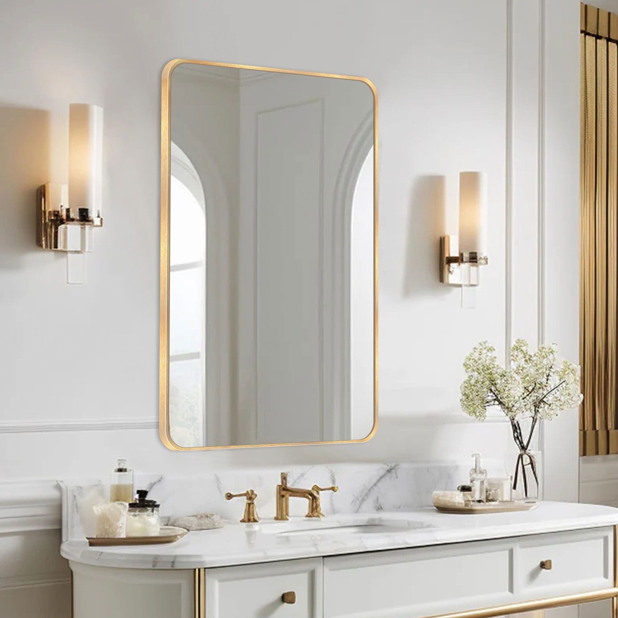 Wall Mount Bathroom Rectangle Vanity Mirror (Horizontal/Vertical)