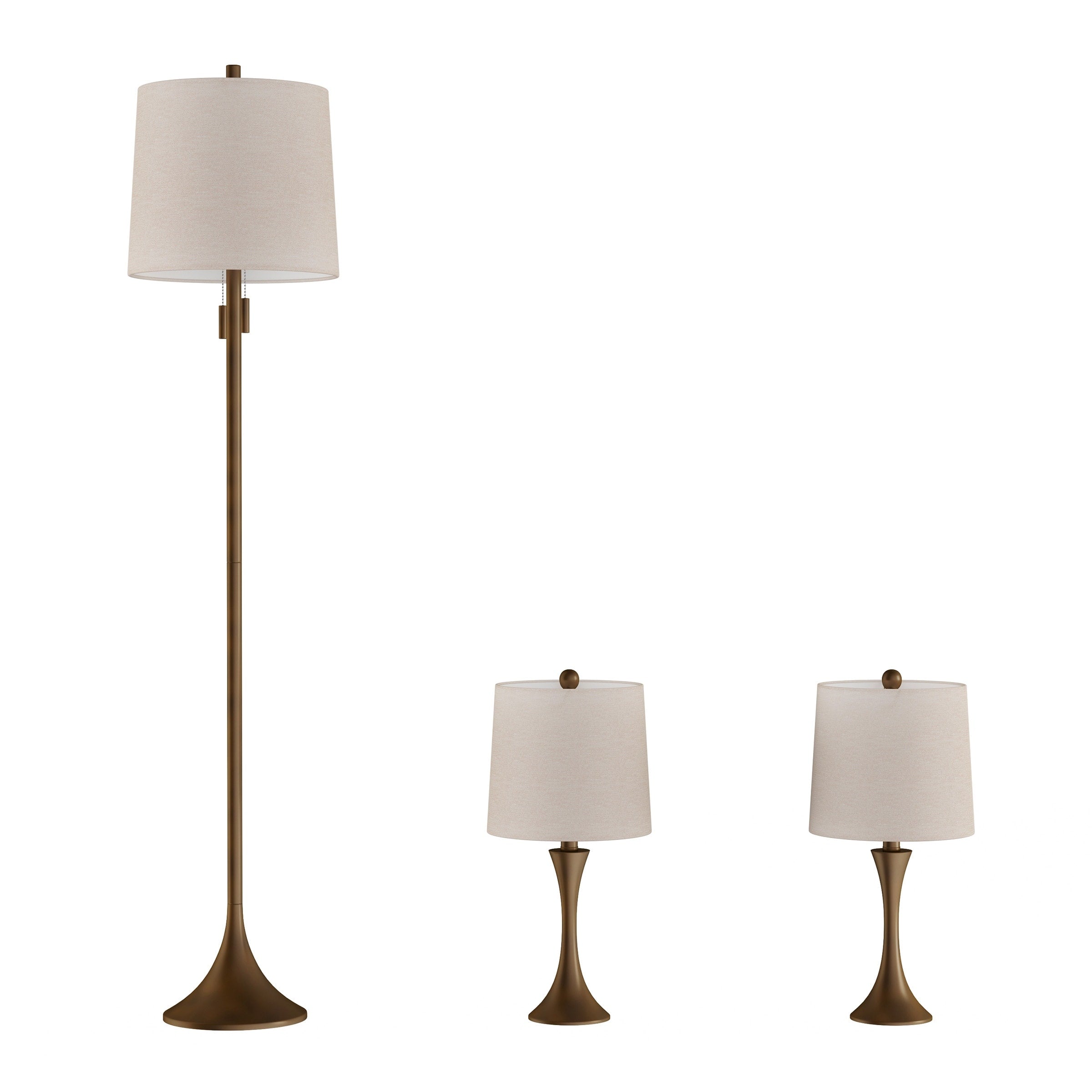 Lavish Home Set of Floor and Table Lamps, Bronze