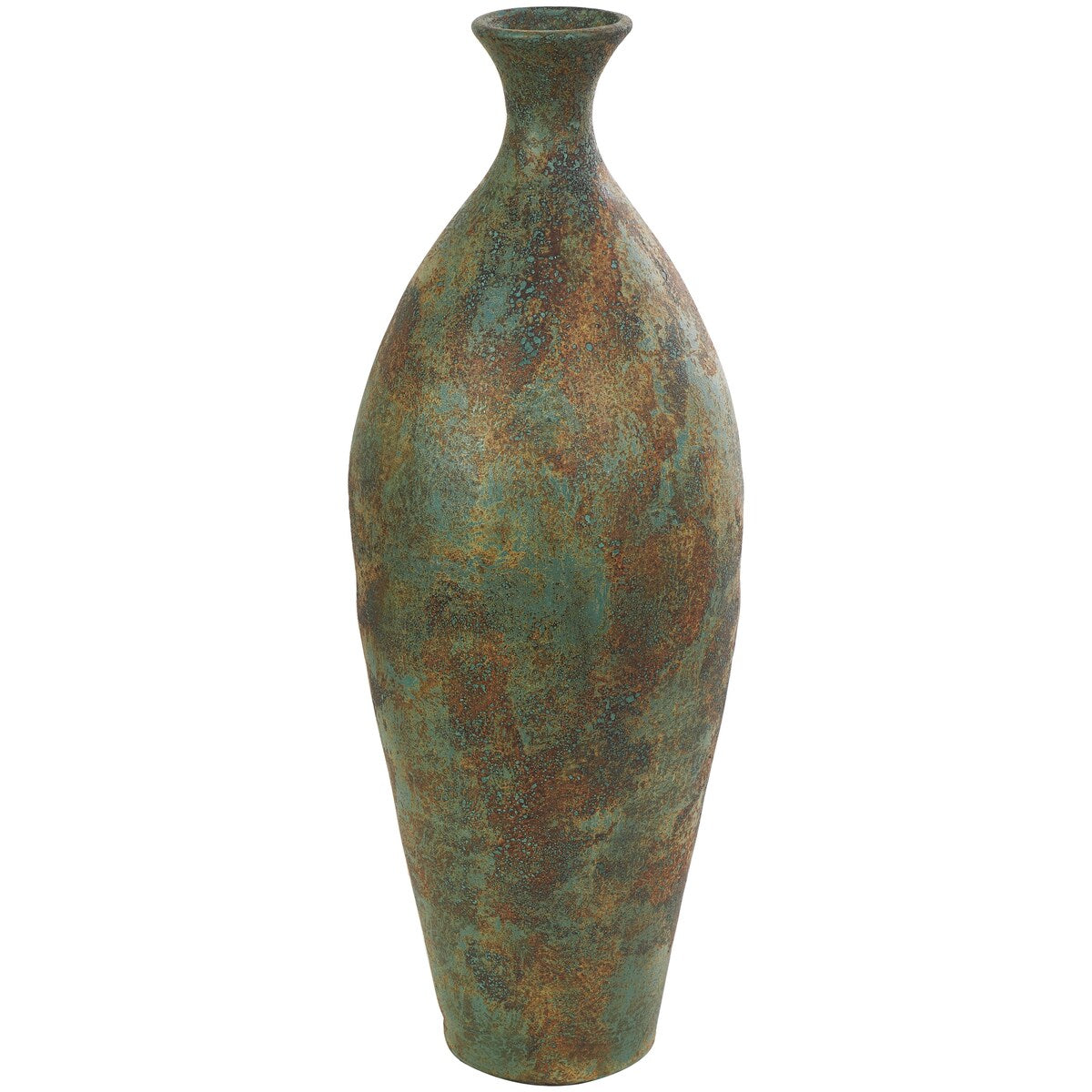 Ceramic Tall Distressed Antique Style Decorative Vase - Green - Roche River Decor