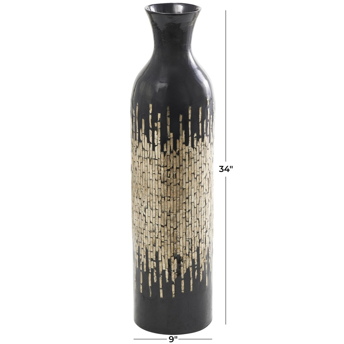 Capiz Shell Handmade Decorative Vase with Ombre Design - Black - Roche River Decor