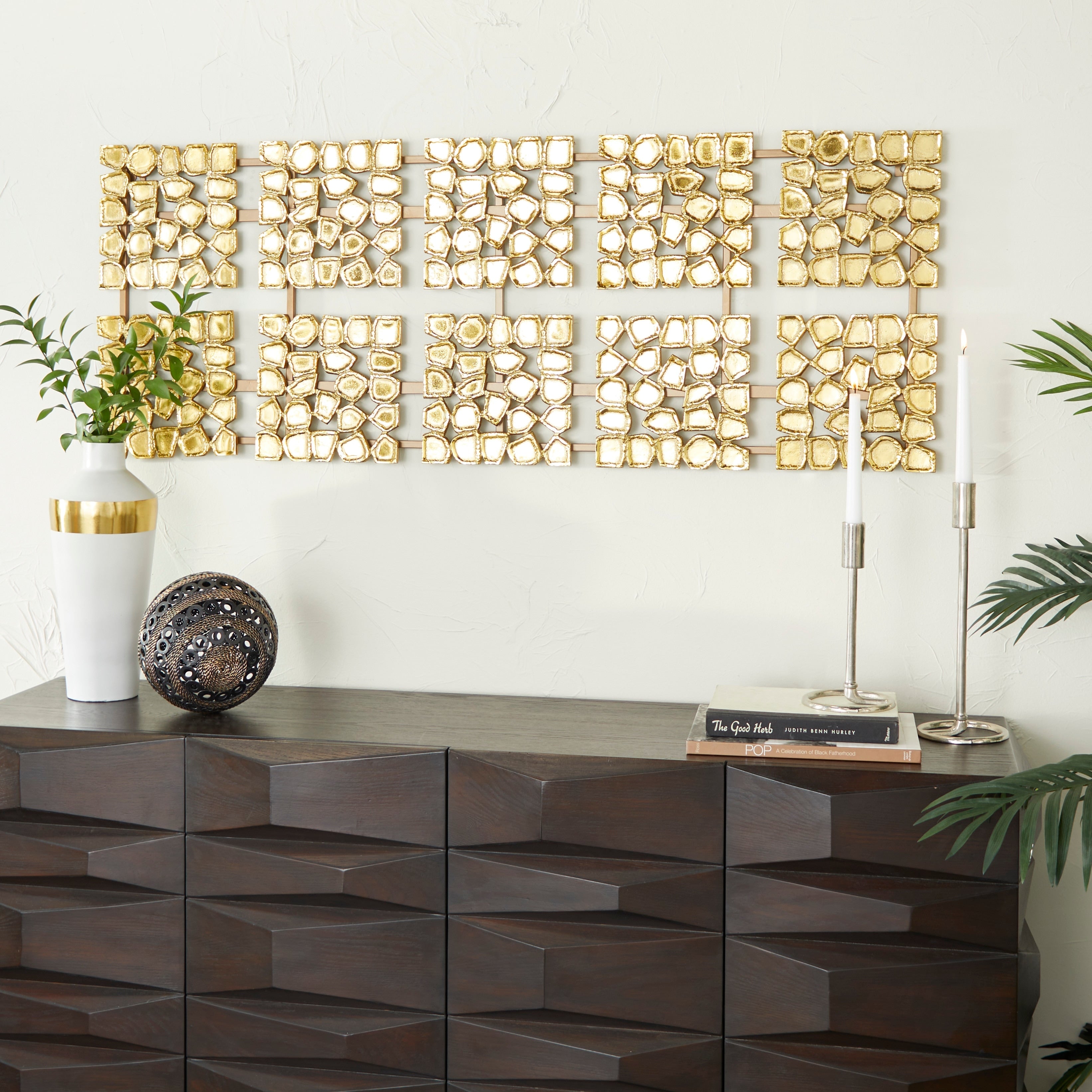 Gold Aluminum Contemporary Wall Decor