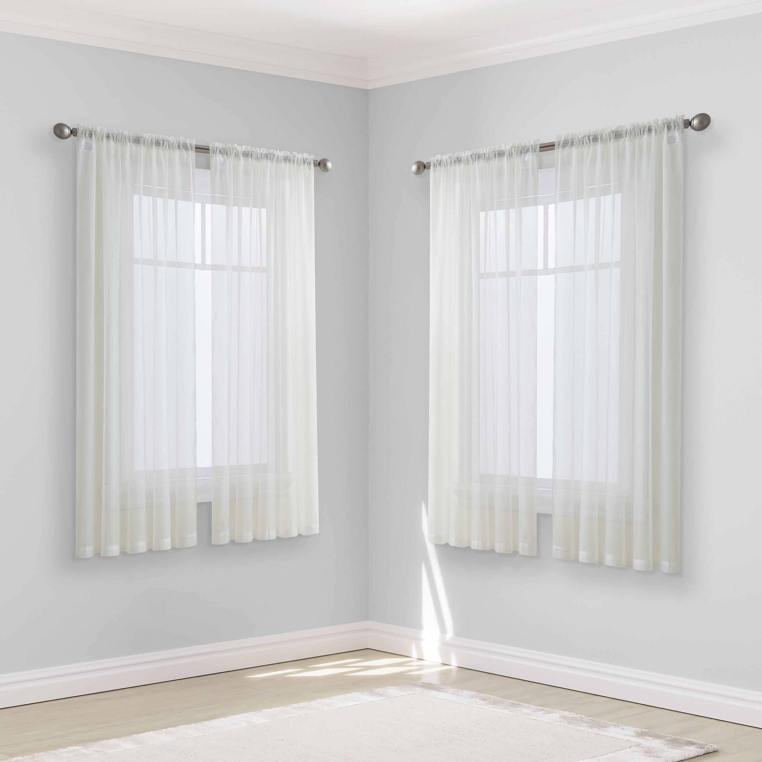 HLC.me Geneva Sheer Voile Window Treatment Rod Pocket Curtain Panels Bedroom and Living Room (Set of 4)