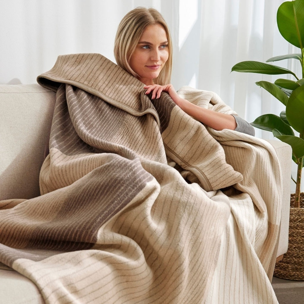 Ibena Oversized Jacquard Woven Blanket Throw in Three Colors