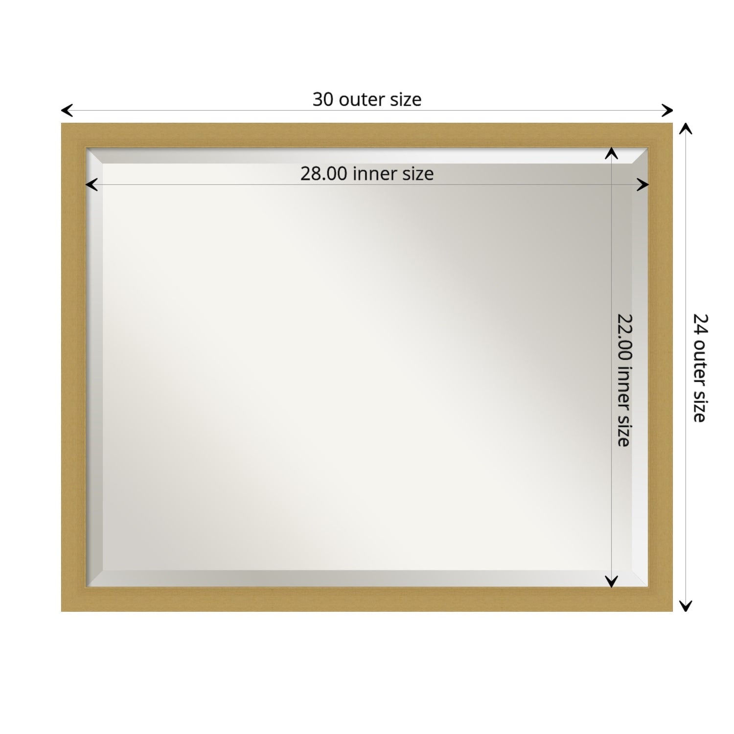 Beveled Bathroom Wall Mirror - Grace Brushed Narrow Frame