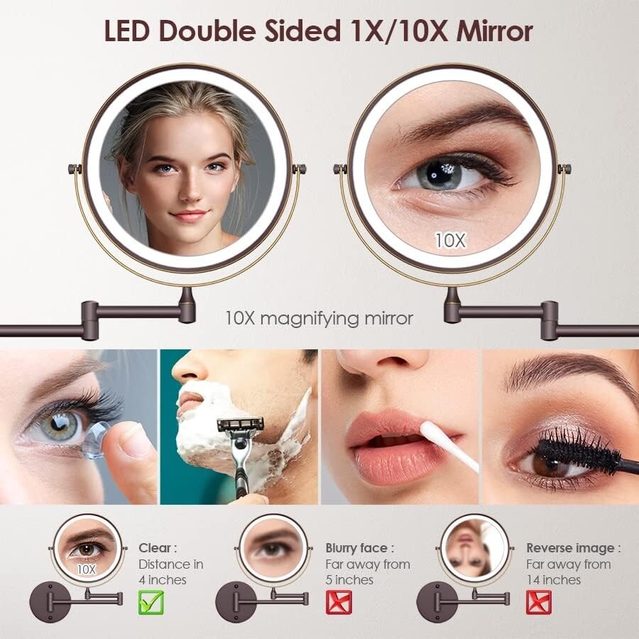 Rechargeable Wall Mounted Lighted Makeup Mirror