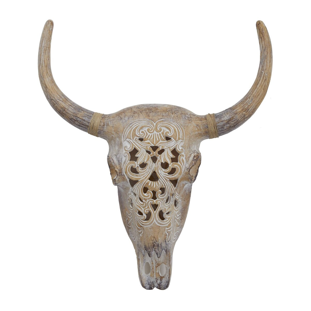 Polystone Bull Skull Home Wall Decor - Gray or Brown - Roche River Decor