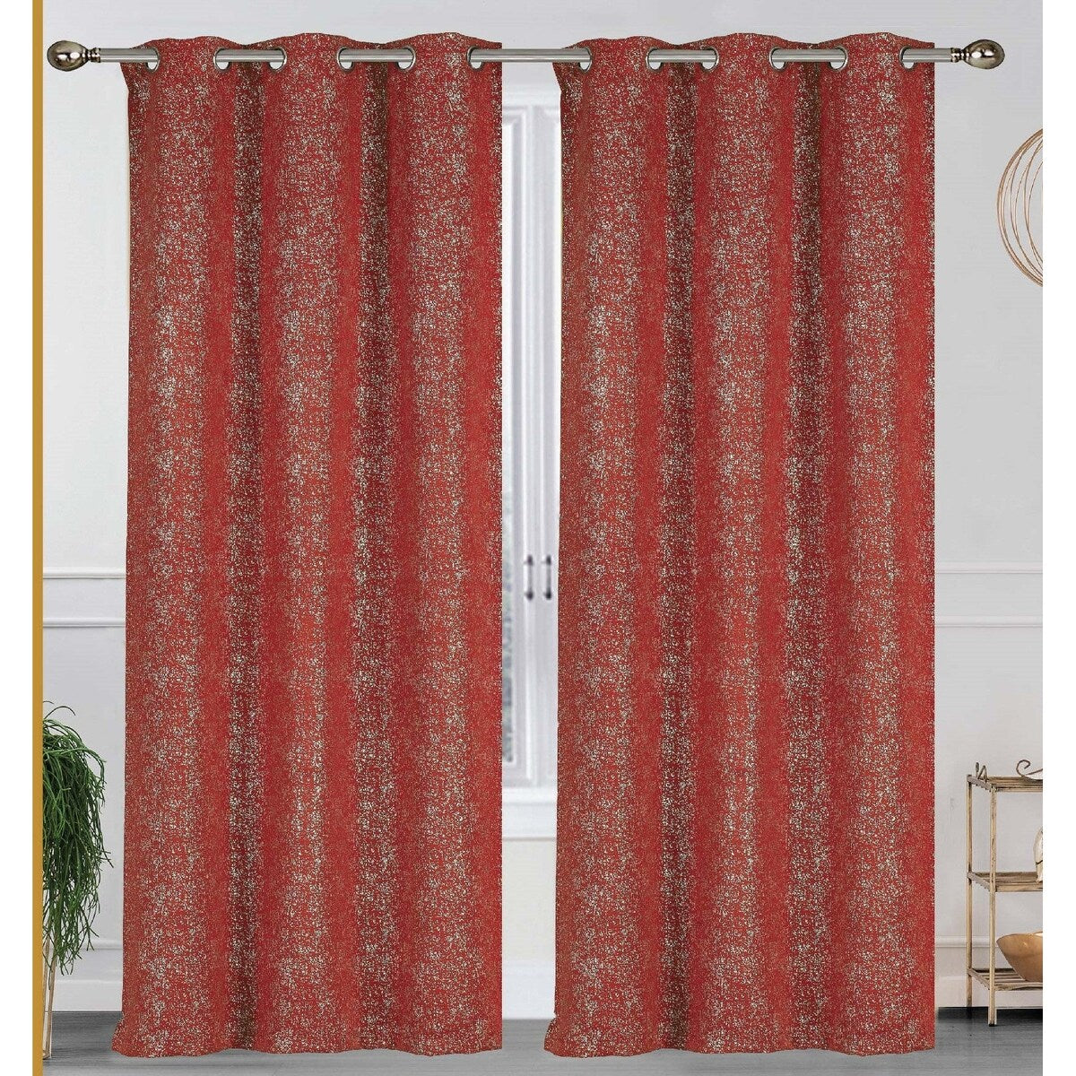 J&V Textiles Cassie Metallic Textured Blackout Grommet Top Curtains - 38X84 -76X84