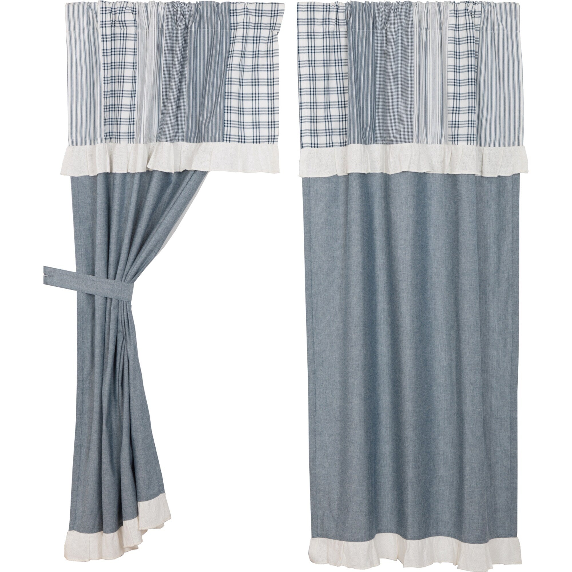 Sawyer Mill Patchwork Short Panel with Valance Set - Short Panel 63x36