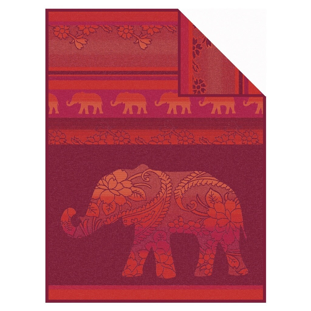 IBENA Intricate Elephant Oversized Jacquard Throw Blanket Delhi