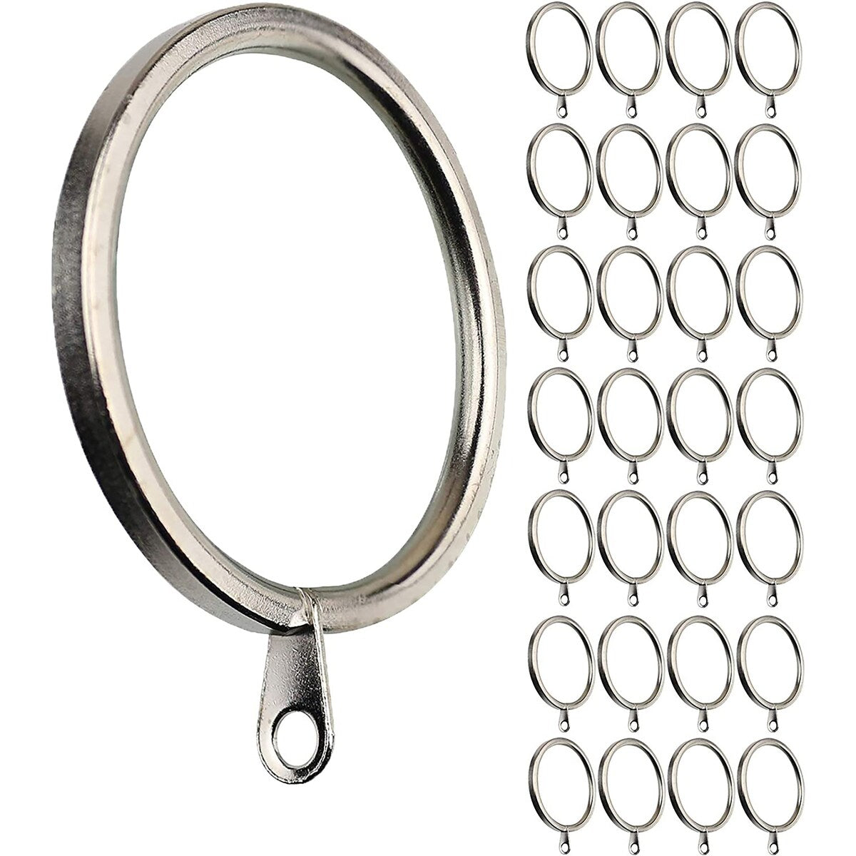 Meriville 1.5-Inch Inner Diameter Metal Flat Curtain Rings with Eyelets