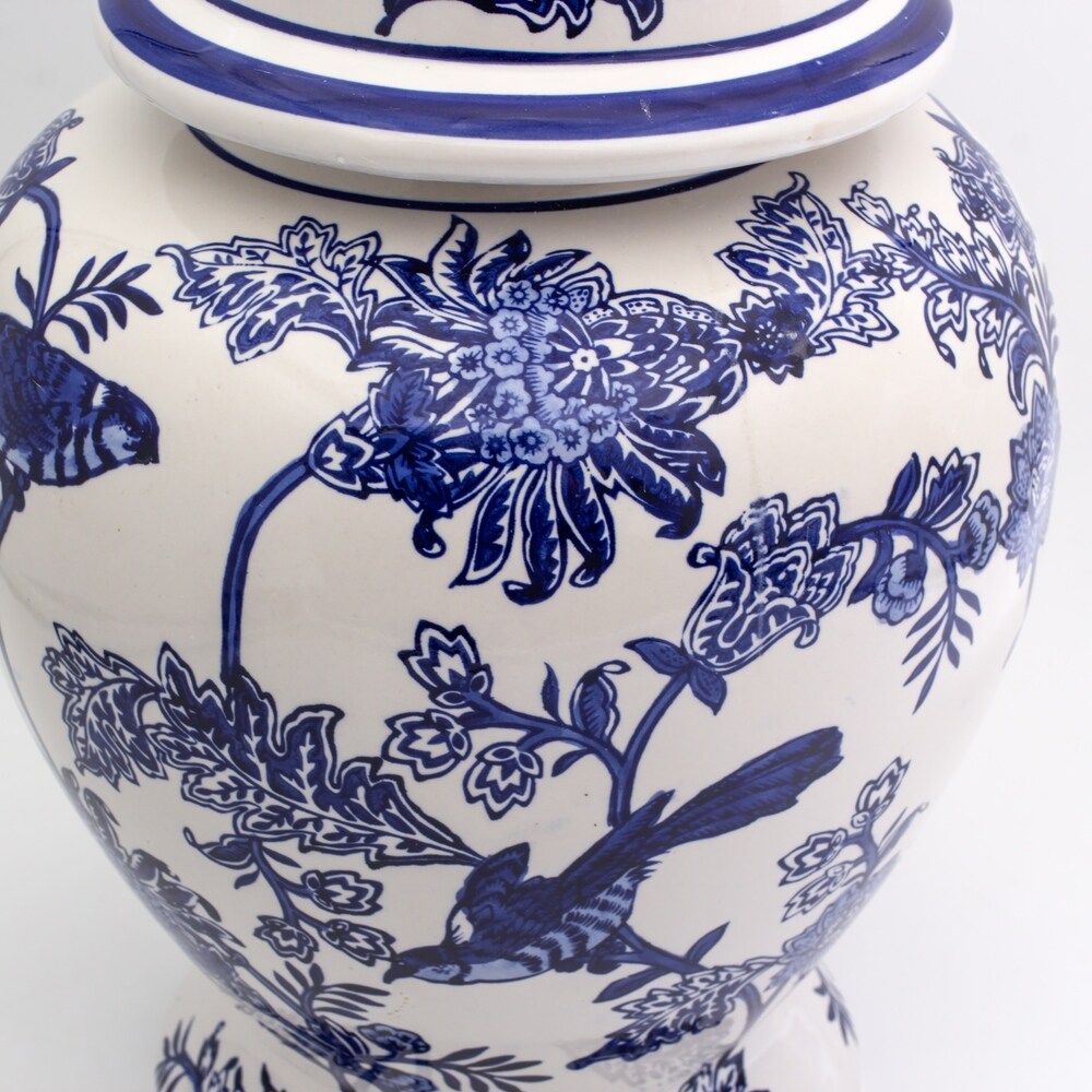 Euro Ceramica Blue Garden Ginger Jar