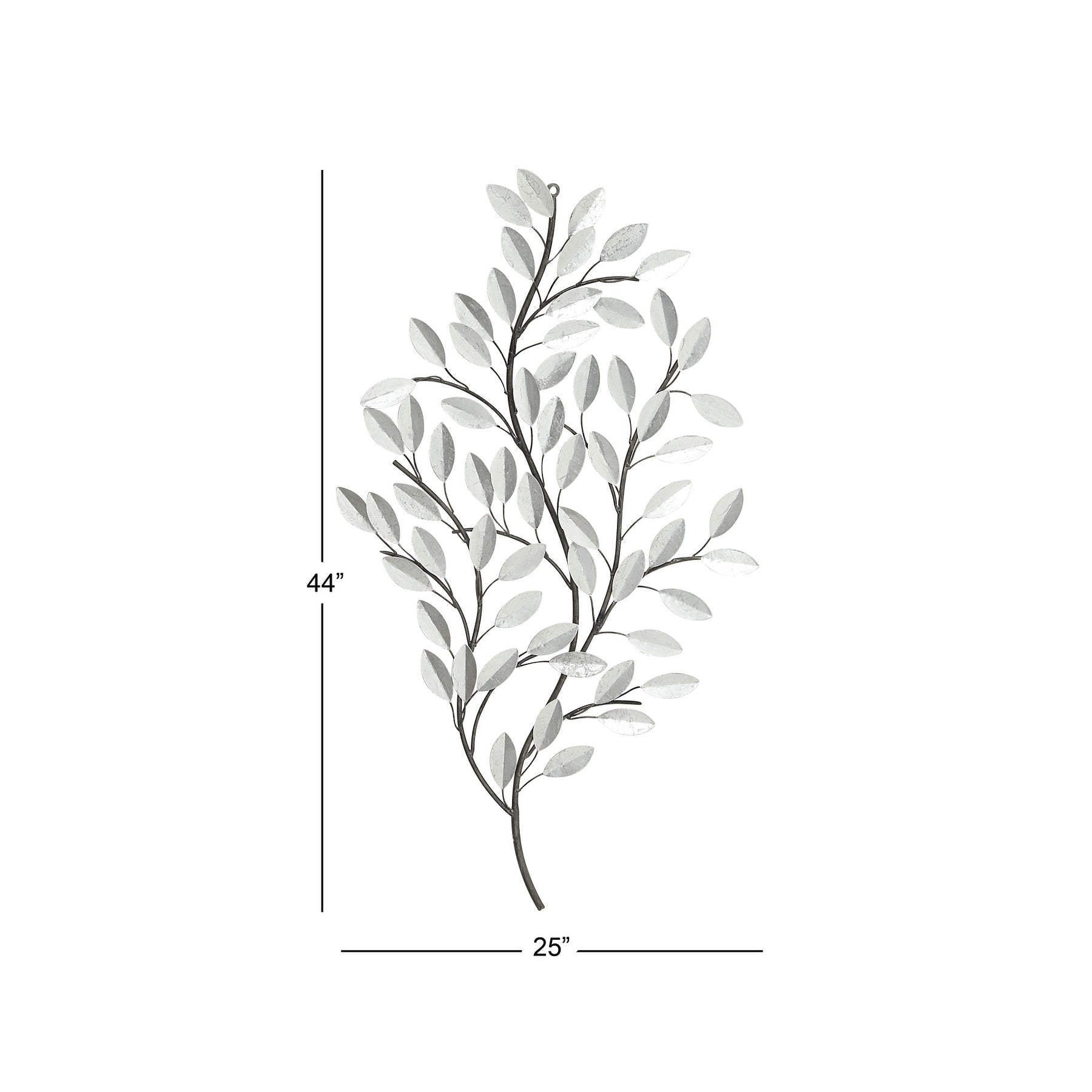 Metal Metallic Leaf Wall Decor with Stem - Silver or Brass