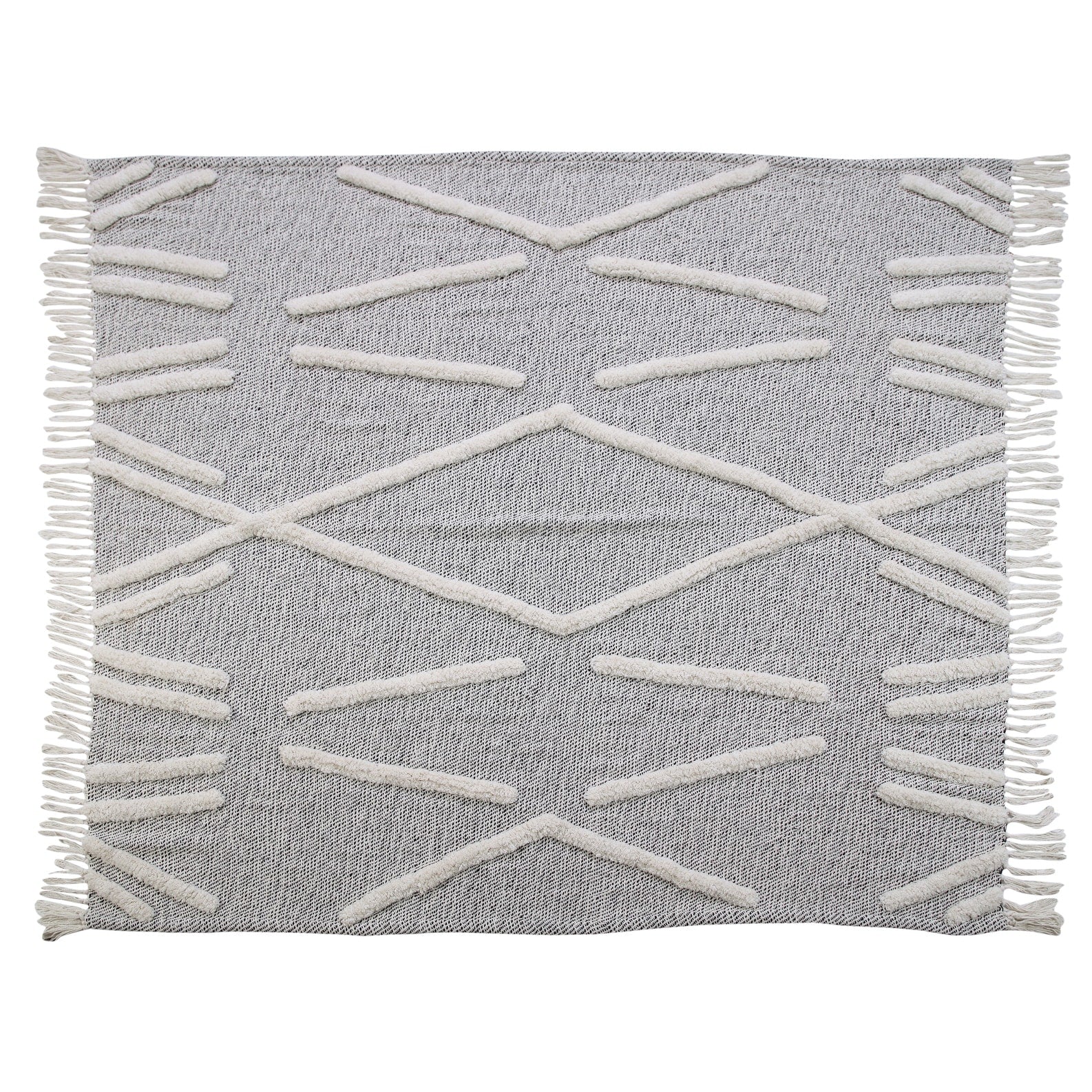 Sevita Overtufted Folk Design Throw Blanket With Fringe