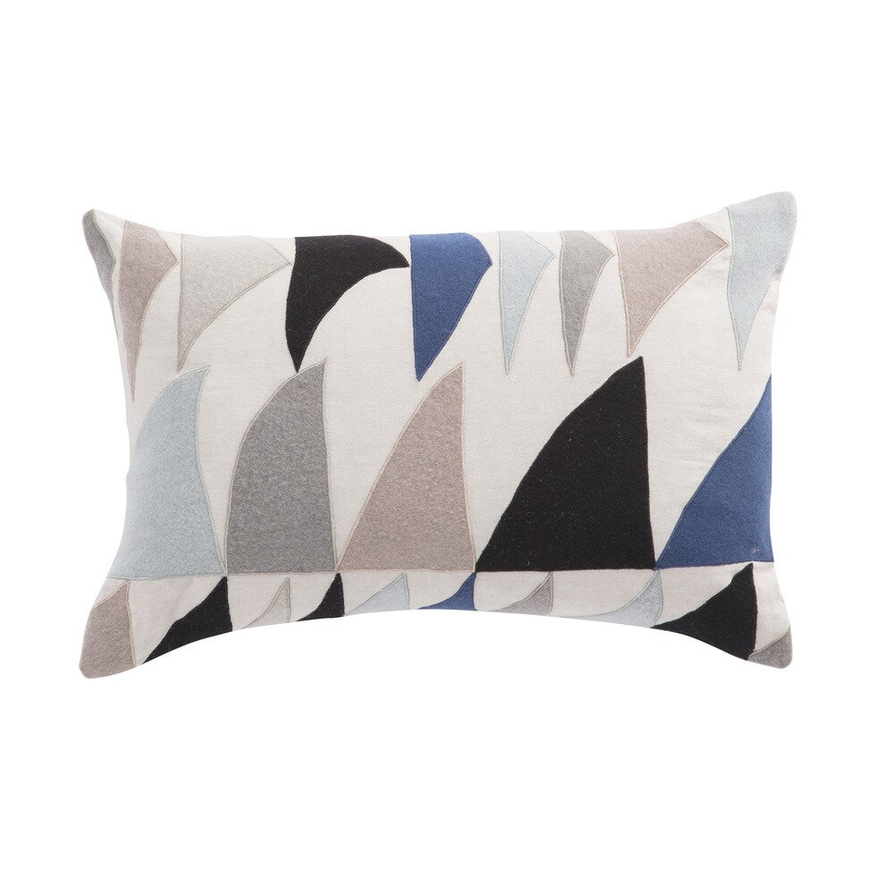 Nikki Chu Priscilla Blue/Ivory Geometric Poly Throw Pillow