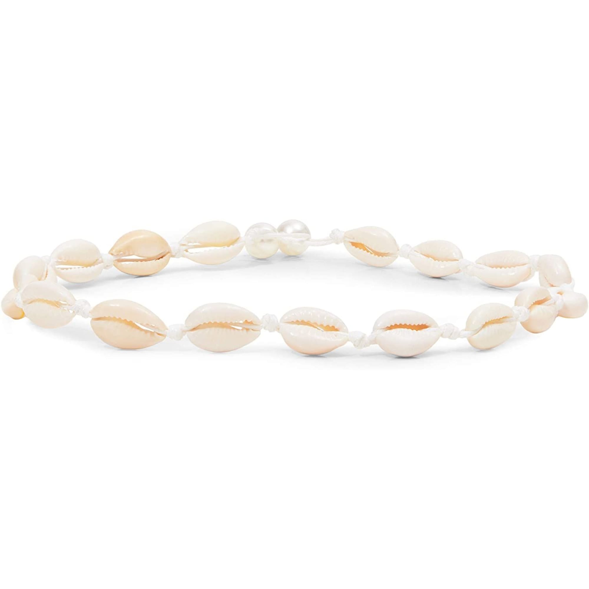 Puka Shell Necklaces, Pearl Shell Choker Necklaces for Women (10-Pack)