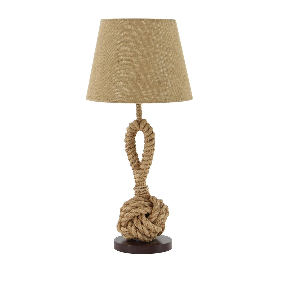 Jute Rope Twisted Rope Room Table Lamp with Linen Shade - Brown - Roche River Decor