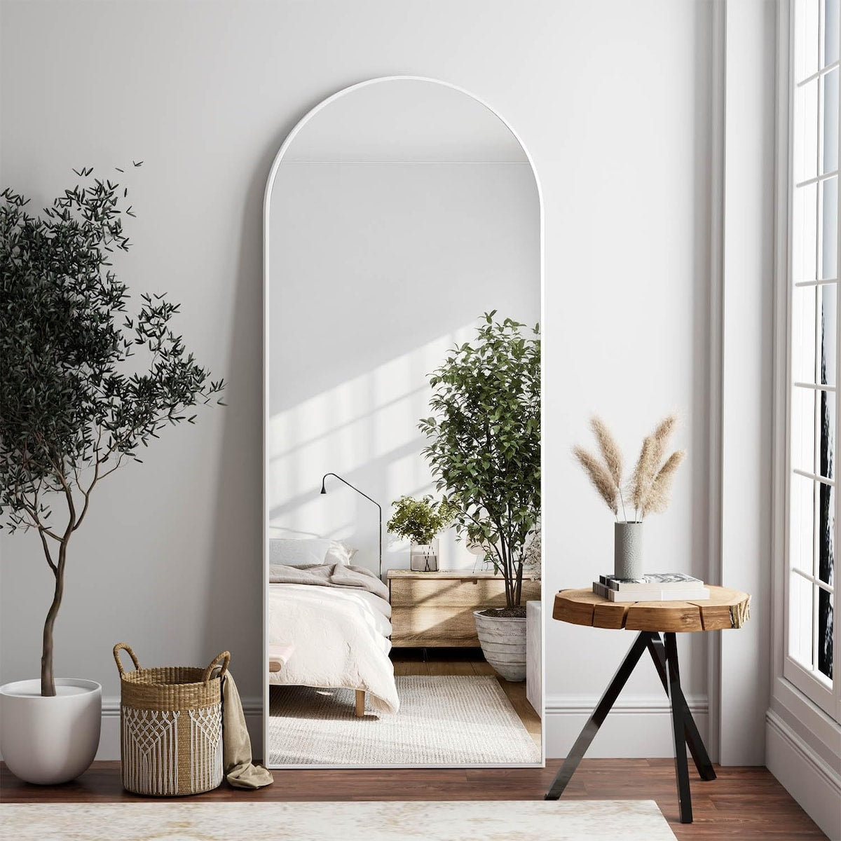 Arched Full Length Mirror, 64*21, Large Floor Mirror with Stand, Full Body Mirror Standing Mirror