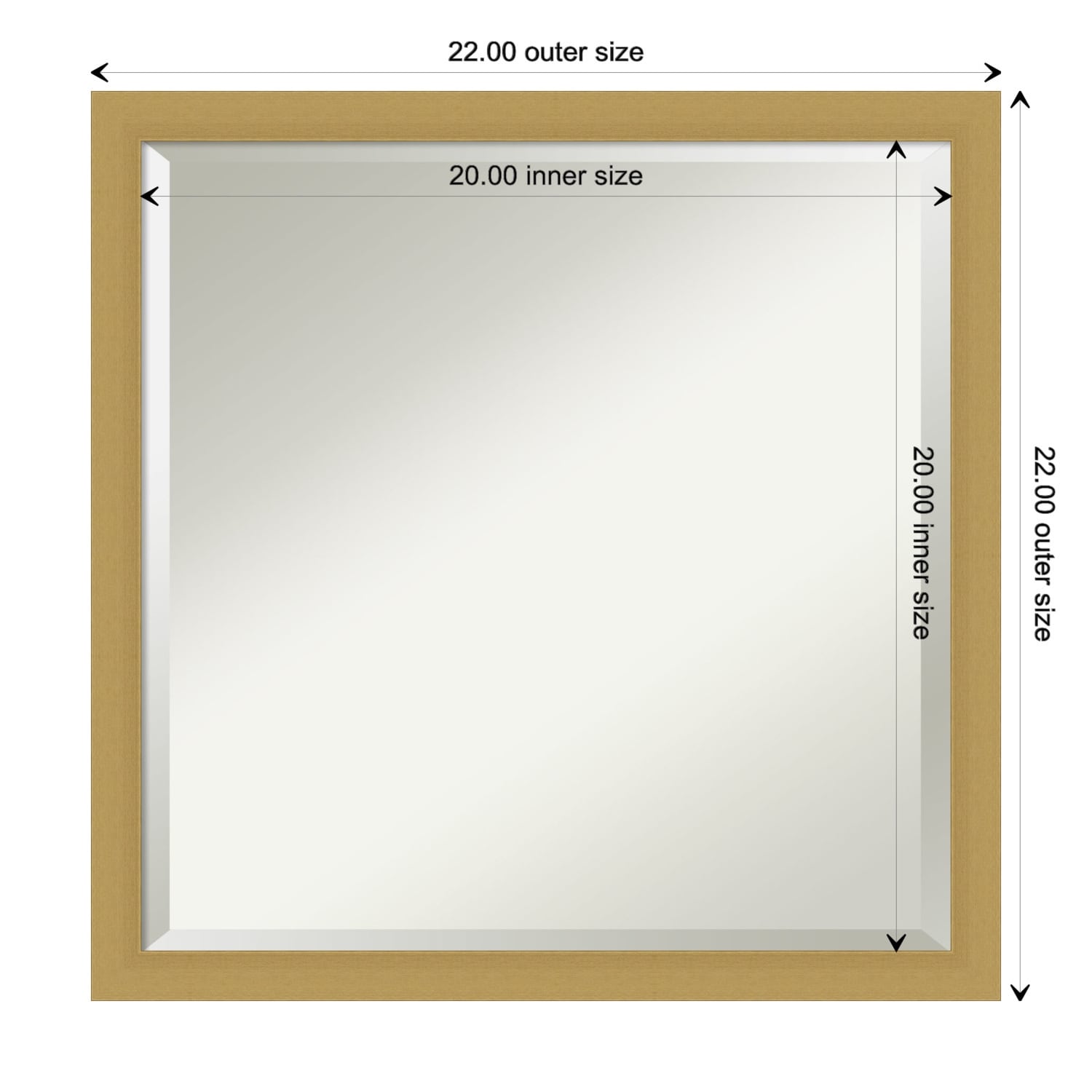 Beveled Wall Mirror - Grace Brushed Gold Narrow Frame